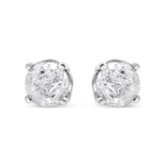 14K White Gold 3/4 Cttw Lab Grown Diamond 4-Prong Classic Stud Earrings (F-G Color, VS2-SI1 Clarity)
