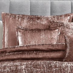 Blush Crinkle Velvet 7Pc Bedding Ensemble