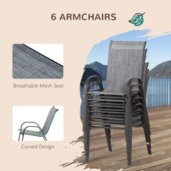 Eight Piece Patio Furniture Set with Umbrella and Chairs