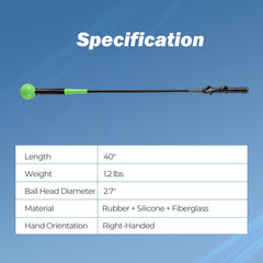 40 Inch Golf Swing Trainer Aid with Weighted Head for Grip Rhythm Balance