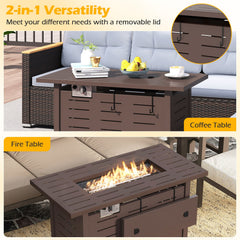 40 Inch Outdoor Propane Fire Pit Rectangle Gas Fire Table with Lava Rocks