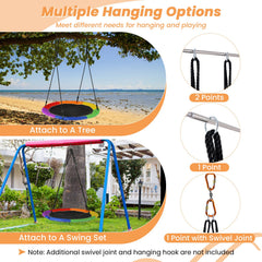 40 Inches Saucer Tree Swing Round with Lights for Kids and Adults-Multicolor