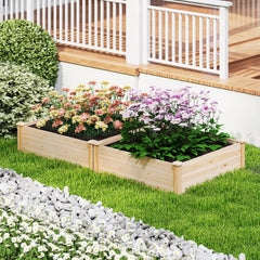 40" x 40" Outdoor Wood Raised Garden Bed-Natural
