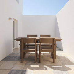 5 Piece Outdoor Dining Set, Table With Umbrella Hole And 4 Armrest Chairs