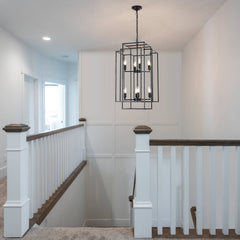 18' Modern 8-Light Black Geometric Pendant Chandelier