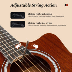 41 Inch Full Size Acoustic Guitar with Sapele Body Strap Picks