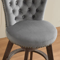 26" Counter Height Bar Stools Set of 2 with 360° Swivel and Velvet Upholstery
