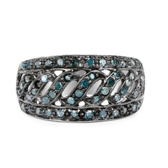 0.60 Carat Genuine Blue Diamond .925 Sterling Silver Ring
