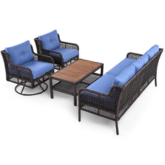 GO 4 Pieces Patio Furniture Set with Swivel Chairs Outdoor Wicker Sofas