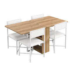 TOPMAX Modern Compact 63-inch 5-Piece Extendable Dining Table Set