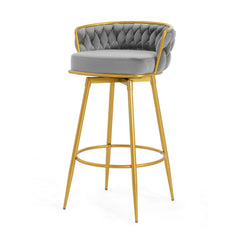 Modern Low Back Upholstered Counter Height Bar Stools (Set of 2)