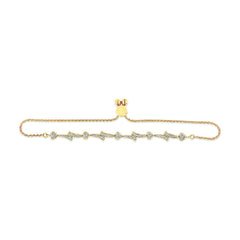 14K Yellow Gold Plated .925 Sterling Silver Diamond Accent Heart and Wave Link Bolo Bracelet (I-J Color, I2-I3 Clarity) - 6" to 9" Adjustable