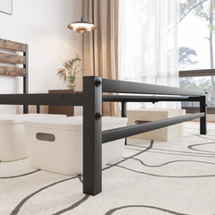 Industrial Metal & Wood Platform Bed Frame