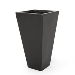 13' Outdoor Modern MGO Small Cast Stone Planter, Black