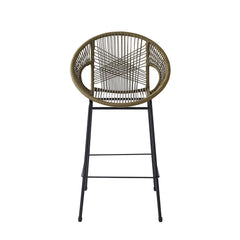 Ferrara Outdoor Patio Green Faux Wicker Barstool Set