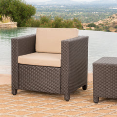 Puerta Club Chair MP1 Outdoor Comfort Weather-Resistant Cushions Mixed Black Faux Rattan