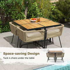 43.5 Inch 4-Person Square Patio Dining Table-Natural