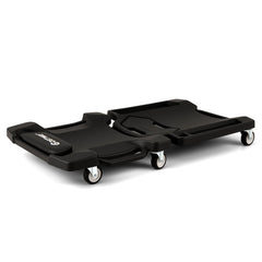 43 Inches Foldable Mechanic Creeper with Padded Headrest and Tool Trays-Black