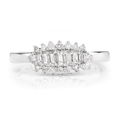 0.37 Carat Genuine White Diamond 14K White Gold Ring (E-F Color, VS-SI Clarity)