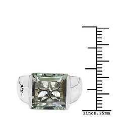 5.71 Carat Genuine Green Amethyst & White Diamond .925 Sterling Silver Ring
