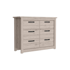 Modern 6-Drawer Dresser with Metal Hardware – Gray Finish