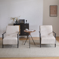 Modern Beige Lounge Chair Set with Polyester Upholstery and Metal Frame
