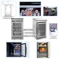 Castelle Flame 44-Inch 6-Burner 85K BTU Stainless Steel Outdoor BBQ Kitchen Island Grill With Wine Cooler, Rotisserie Kit, And Storage Cabinets (SAK97105)
