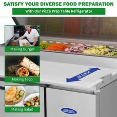 44" Commercial Pizza Prep Table With Built-In 11 Cu.Ft. Refrigerator (SAK09621)