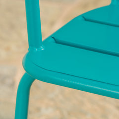 3-Piece Elegant Outdoor Bistro Set with 2 Chairs and Oval Table, Teal
