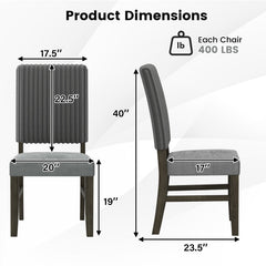 Dining Chair Set of 2 Mid-Century Modern Velvet Fabric Upholstered Chairs-Grey