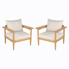 Terassi Outdoor Lounge Chair (Set of 2) with Cushions - Beige / Light Teak