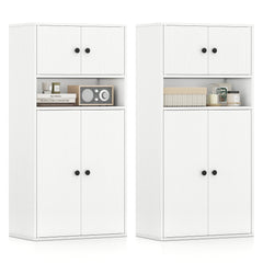 44 Inches Tall Bookshelf with Doors and Adjustable Shelf