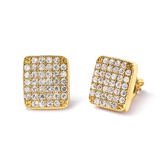 14K Yellow Gold 1/2 Cttw Diamond Square Shaped Composite Cluster Stud Earrings (I-J Color, I1-I2 Clarity)