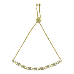 10K Yellow Gold over .925 Sterling Silver 1/10 Cttw Diamond Heart and X-Link 6â€-9†Adjustable Bolo Bracelet (H-I Color, I2-I3 Clarity)