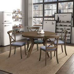Wooden Dining Set Mid Century Modern Table and 4 Dining Chairs