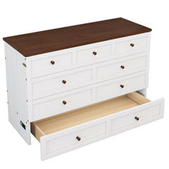 Solid Pine Murphy Bed Chest with Charging Station and Large Storage Drawer