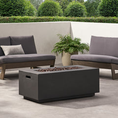 Contemporary Outdoor 40,000 BTU Propane Fire Pit Light Grey MgO Concrete 40'