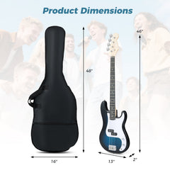 45.5 Inch Electric Bass Guitar with Double Pickups and Gig Bag for Beginners