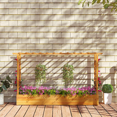45 Inch Wooden Raised Garden Bed with Lattice Trellis for Outdoor-Natural