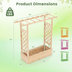 45 inch Tall Wooden Raised Garden Bed with Side Trellis and Hanging Roof