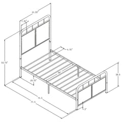 Twin Size Linen Upholstered Platform Metal Bed Frame with Fabric Headboard and Footboard
