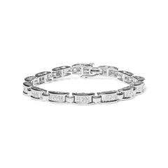 14K White Gold 3.0 Cttw Invisible Set Princess Cut Diamond Link and Buckle 7.25" Tennis Bracelet (I-J Color, I1-I2 Clarity)