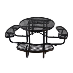 Large 46-Inch Heavy-Duty Round Outdoor Steel Picnic Table With Umbrella Hole (SAK96428)