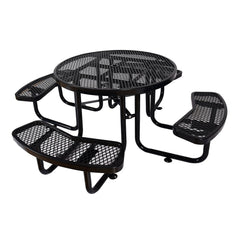 Large 46-Inch Heavy-Duty Round Outdoor Steel Picnic Table With Umbrella Hole (SAK96428)