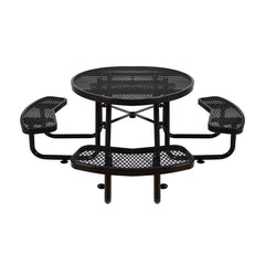 Large 46-Inch Heavy-Duty Round Outdoor Steel Picnic Table With Umbrella Hole (SAK96428)