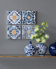 Abstract Wall Decor Accents (Set of 4) - White / Blue