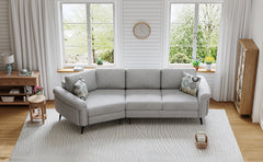 111" Upholstered 3-Seater Sofa with Curved Design and Two Printed Pillows