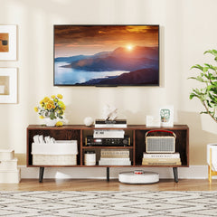 47.5 Inches TV Stand for 55-Inch TV with Compartments and Metal Legs