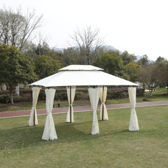 13x10 Outdoor Patio Gazebo Tent with Ventilated Double Roof and Sidewalls
