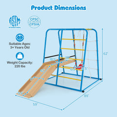 6-in-1 Indoor Jungle Gym with Slide for Boys and Girls 3+ Years Old-Blue